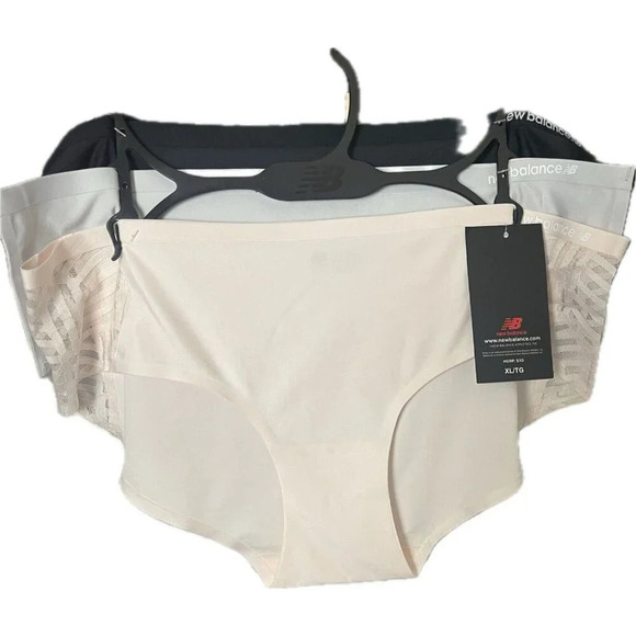 New Balance XL Blush-Black-Gray Bonded Seamless No Show Hipster Panties-3 Pk - Picture 2 of 4